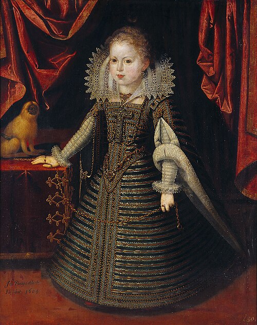 Infantin Anna (1601-1666), Königin von Frankreich, Bildnis in ganzer Figur mit einem Löwenäffchen, 1604, Juan Pantoja de la Cruz