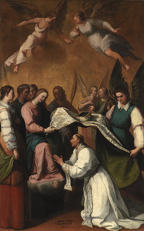 Imposición de la casulla a San Ildefonso, 1603, Juan Pantoja de la Cruz