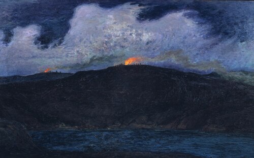 Midsummer Bonfires in Stormy Weather, 1900, Karl Nordström