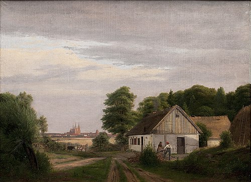 Udsigt mod Roskilde fra et husmandssted, 1835, Jørgen Roed