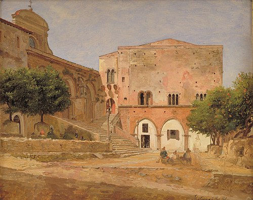 The Market Place in Priverno, 1838, Jørgen Roed