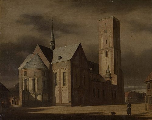Ribe Domkirke i måneskin, 1836, Jørgen Roed