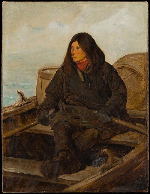 Young Lapp Rowing. Study, , François-Auguste Biard