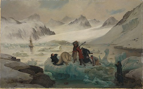 Fighting with a Polar Bear at Spitsbergen, 1839, François-Auguste Biard