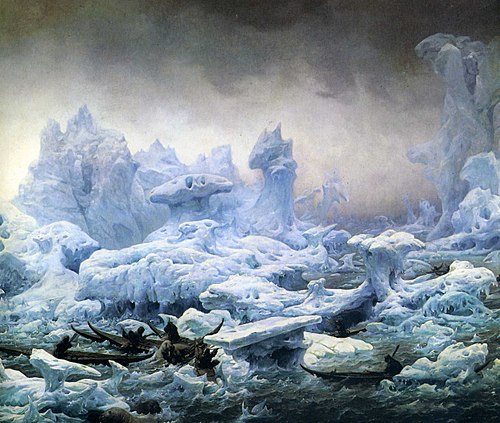Vue de l'océan glacial, pêche aux morses par des Groënlandais, 1841, François-Auguste Biard