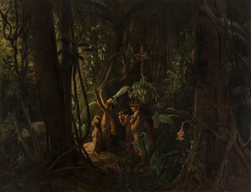 Indiens d'Amazonie adorant le dieu Soleil, 1860, François-Auguste Biard