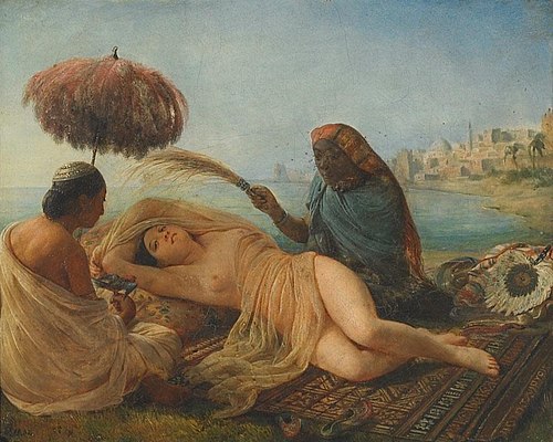 Odalisque éventée par ses esclaves, 1850, François-Auguste Biard