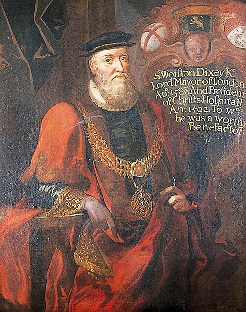 Wolstan Dixey (1524/1525–1594), President of Christ's Hospital (1590–1593), , John de Critz