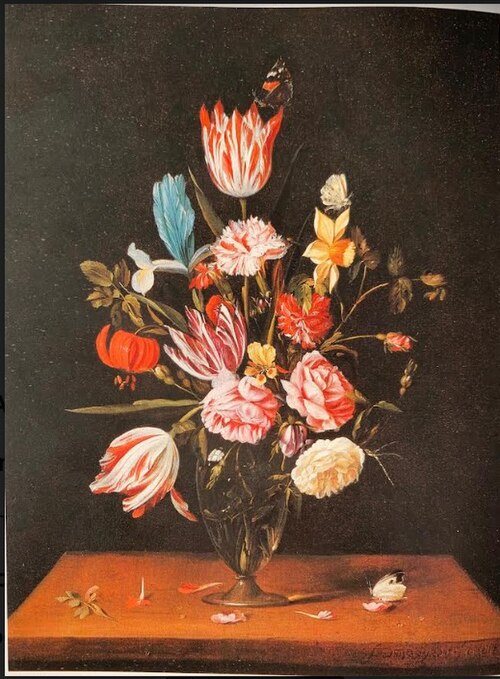 Flowers in a glass vase, 1650, François Ykens