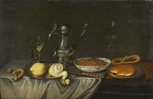 Nature morte aux pain, noix et citrons, 1636, François Ykens