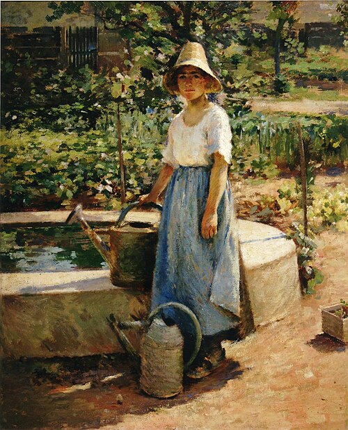 At the Fountain, 1890, Theodore Robinson