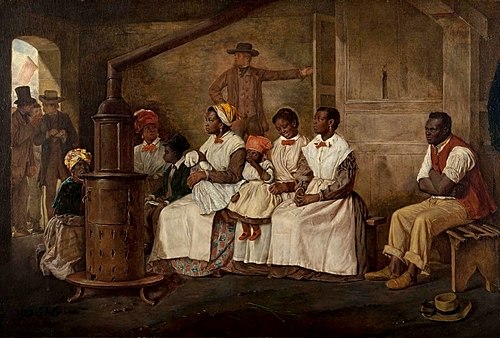 Slaves waiting for sale, Richmond, VA, 1861, Eyre Crowe