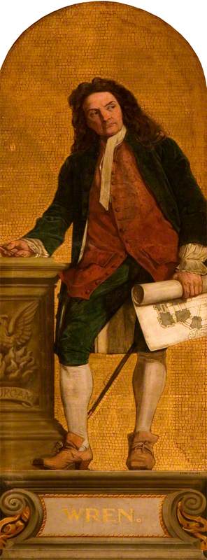 Sir Christopher Wren (1623–1723) (design for a mosaic in the Victoria and Albert Museum), , Eyre Crowe