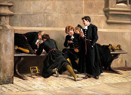 Christ's Hospital Children in London Quad, 1877, Eyre Crowe