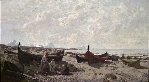 Boats on the Beach, 1883, Otto Sinding