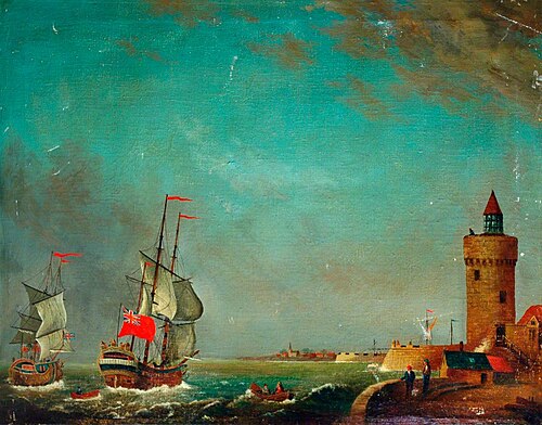 Royal Navy Ships Entering a Fortified Harbour, 1810, Thomas Luny