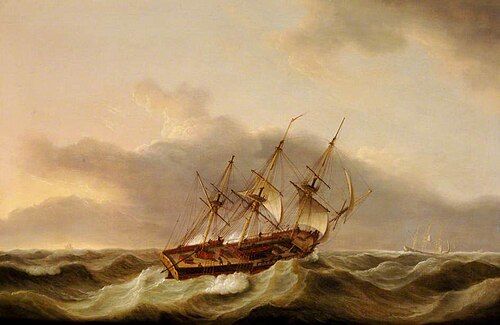 Shipping in a Stiff Breeze, 1807, Thomas Luny