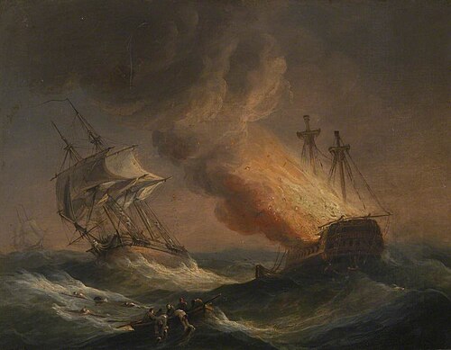 Fire at Sea, , Thomas Luny