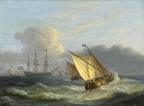 Dutch Coastal Scene with Shipping, 1824, Thomas Luny