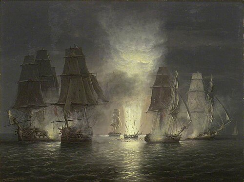 H.M.S. Victorious taking the Rivoli, 22 February 1812, , Thomas Luny