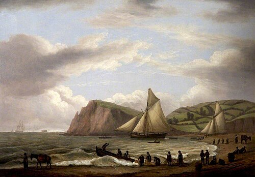 Fishing Boats in Teignmouth Harbour, Devon, , Thomas Luny