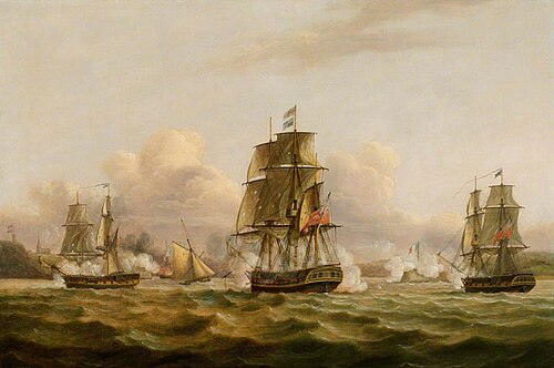 Capture of Martinique (shipping against clouds), , Thomas Luny
