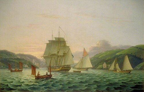 Seascape, Men o' War at Dartmouth, , Thomas Luny