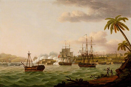 Capture of Martinique (palm trees to right), , Thomas Luny