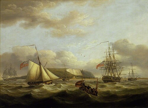A Cutter Passing Astern of a Frigate, , Thomas Luny