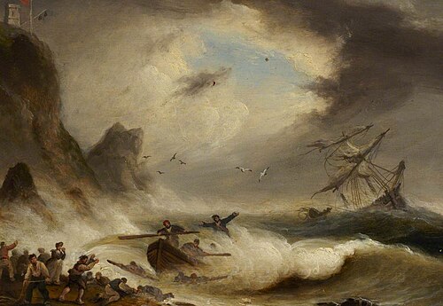 The Brigantine 'Warren' in a Gale, 1828, Thomas Luny