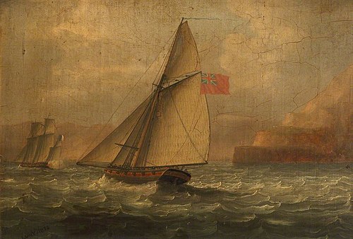 A Cutter Chasing a French Lugger, , Thomas Luny