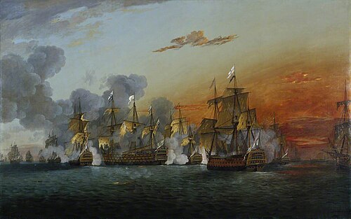 The Battle of the Saints, 12th April 1782, 6.30 p.m.: The ‘Ville de Paris’ striking her Colours, 1785, Thomas Luny