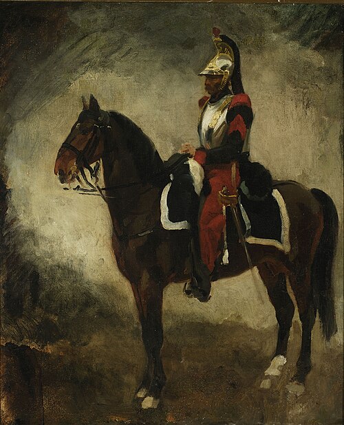 Cuirassier on a bay horse, 1833, Piotr Michałowski