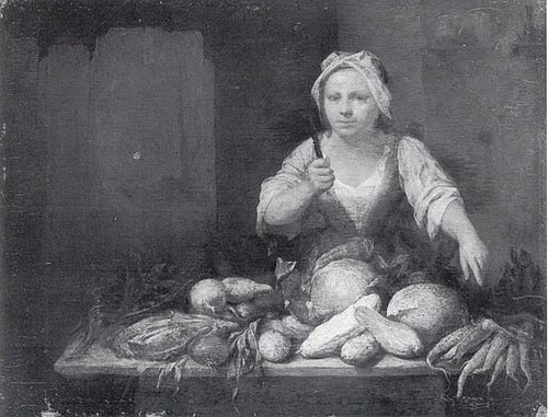 Cook Cleaning Vegetables, 1714, Nicolaes van Haeften