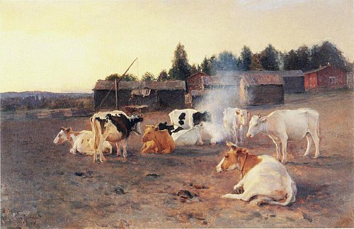 Cows in Turf Smoke, 1891, Eero Järnefelt