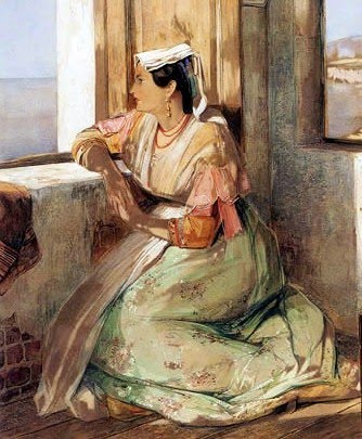 A lady gazing over the Bay of Naples, 1876, John Frederick Lewis