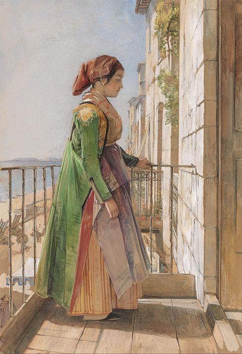 A Greek Girl Standing on a Balcony, 1840, John Frederick Lewis