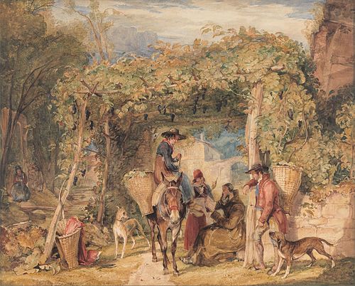 Figures and Animals in a Vineyard, 1829, John Frederick Lewis