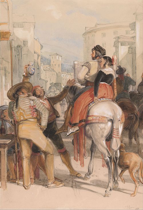 A Street Scene in Granada on the Day of the Bullfight, 1833, John Frederick Lewis