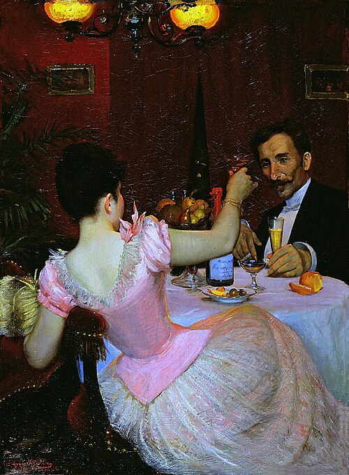 Przy kawiarnianym stoliku, 1891, Zygmunt Andrychiewicz