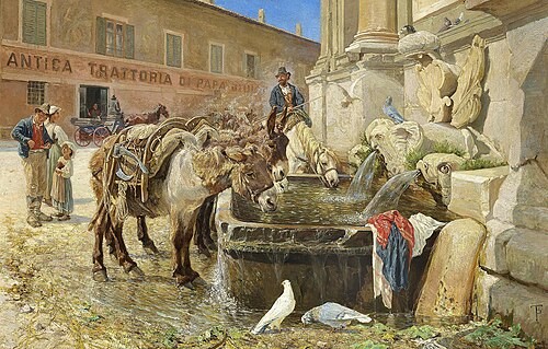 At a fountain outside Rome on Via Flaminia, 1883, Theodor Philipsen