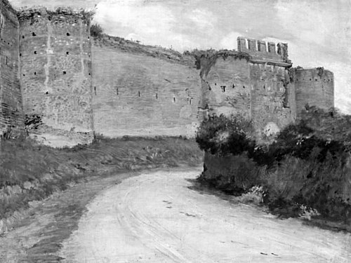 Muren om Rom ved Porta Latina, 1902, Theodor Philipsen