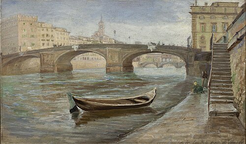 An Overcast Day in Florence near Ponte Santa Trinità, 1888, Theodor Philipsen