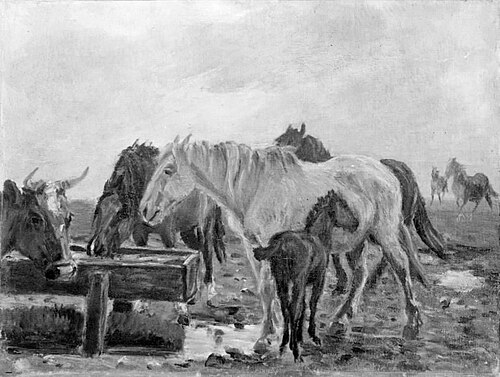 Horses at a Watering Trough, 1885, Theodor Philipsen