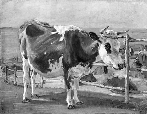 Stående rødbroget ko, 1872, Theodor Philipsen
