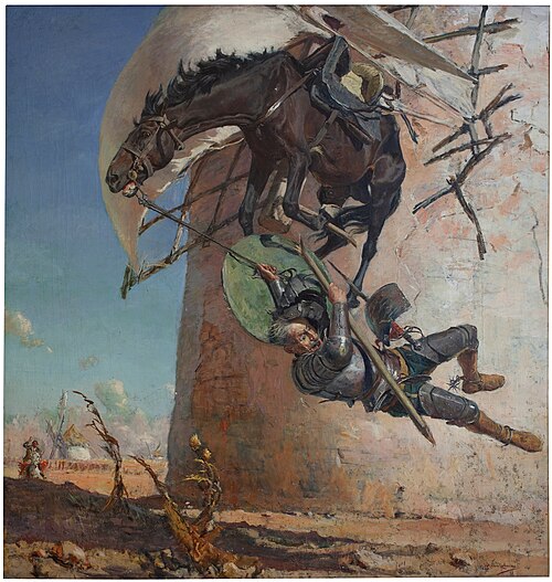 Don Quixote and the windmills, 1900, José Moreno Carbonero