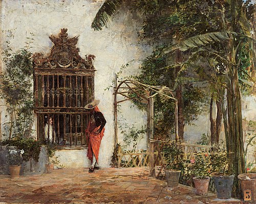Courtship before the gate, , José Moreno Carbonero
