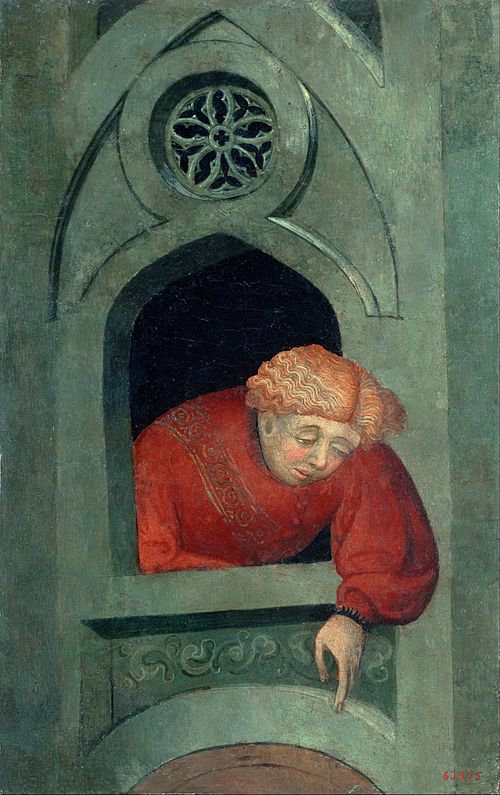 Young Man Leaning out of the Window, 1407, Lluis Borrassà