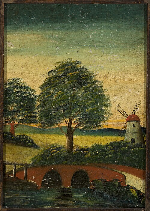 Landscape with a windmill and a bridge, 1920, Tadeusz Makowski
