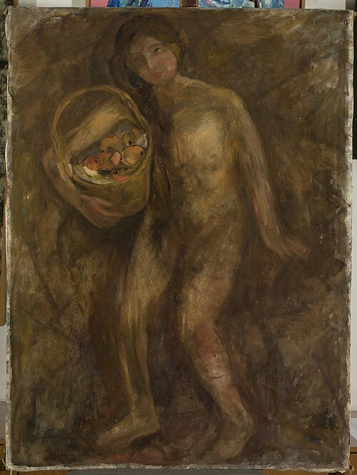 Nude girl with a basket of apples, 1912, Tadeusz Makowski